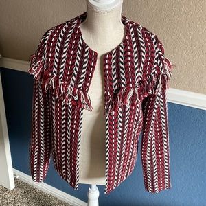 𝅺anthropologie Everly Boho Fringe Open Front Jacket Small